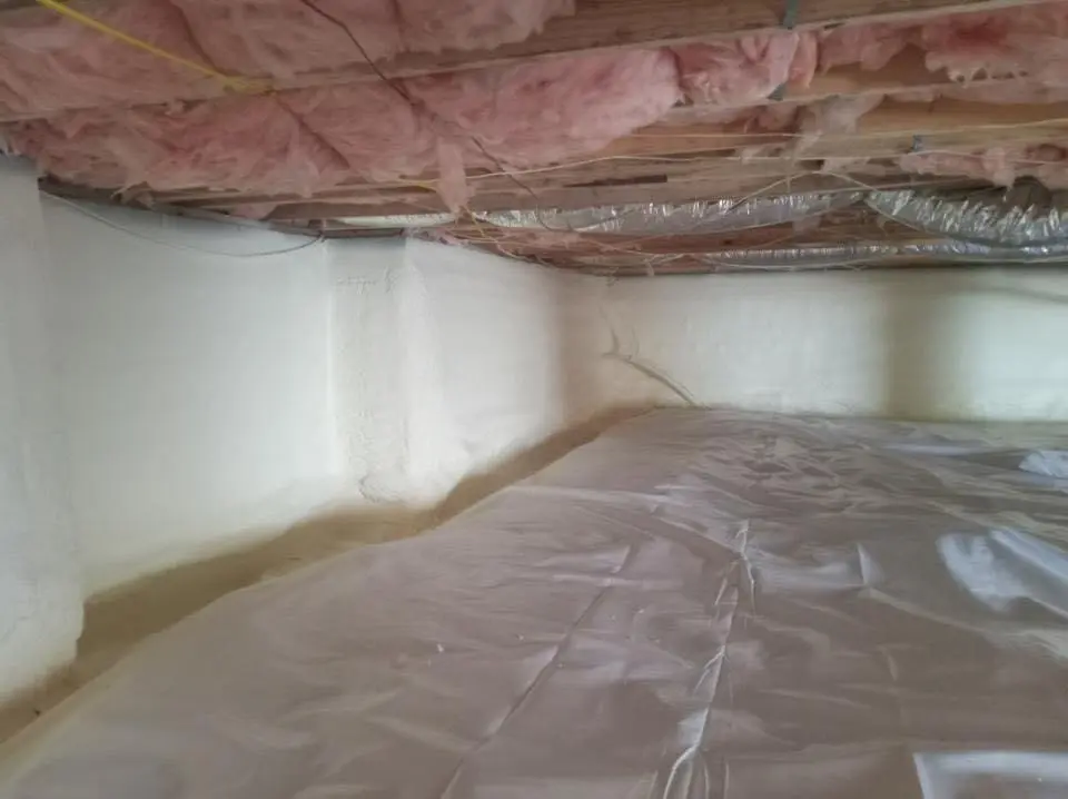 Crawl space encapsulation with closed-cell spray foam for Attic Insulation in Sanger